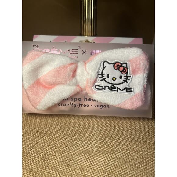 HELLO KITTY Baby Pink Striped Plush Spa Headband - Picture 1 of 6